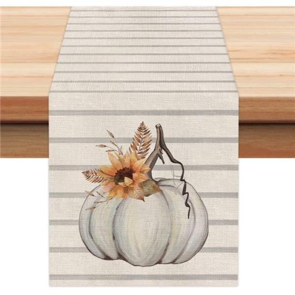 Fall Decoration Pumpkin Table Runner Seasonal Thanksgiving Autumn 13x72inches - Picture 4 of 5